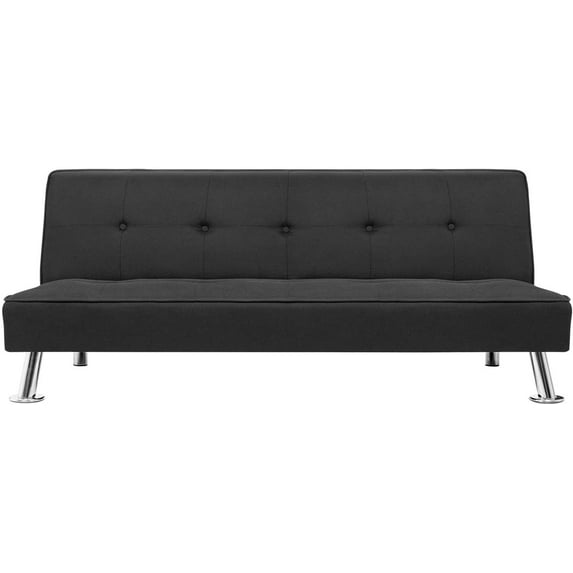 VINEEGO Futon Sofa Bed Modern Design Convertible Folding Linen Lounge Couch Recliner for Living Room, Black