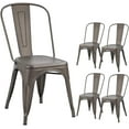 thumbnail image 1 of VINEEGO Metal Dining Chair Indoor-Outdoor Use Stackable Classic Trattoria Chair Fashion Dining Metal Side Chairs for Bistro Cafe Restaurant Set of 4 (Gun), 1 of 8