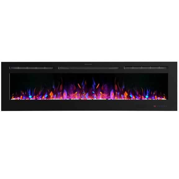 VINEMOUNT Electric Fireplace, 72" Recessed Fireplace Electric with Touch & Remote Control, Realistic Logset, Multiple Flame Colors & 5 Stage Intensity, Timer,750/1500W Heat, Thermosat, Black