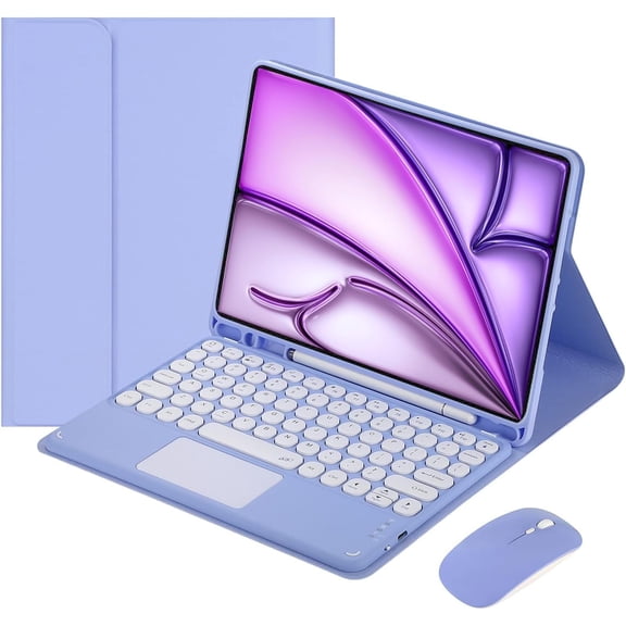 VINFINE Touch Keyboard Case for iPad Air 13-inch (M3) 2025, (M2) 2024 and iPad Pro 12.9-inch, with Mouse - Magnetically Detachable Touch Bluetooth Keyboard