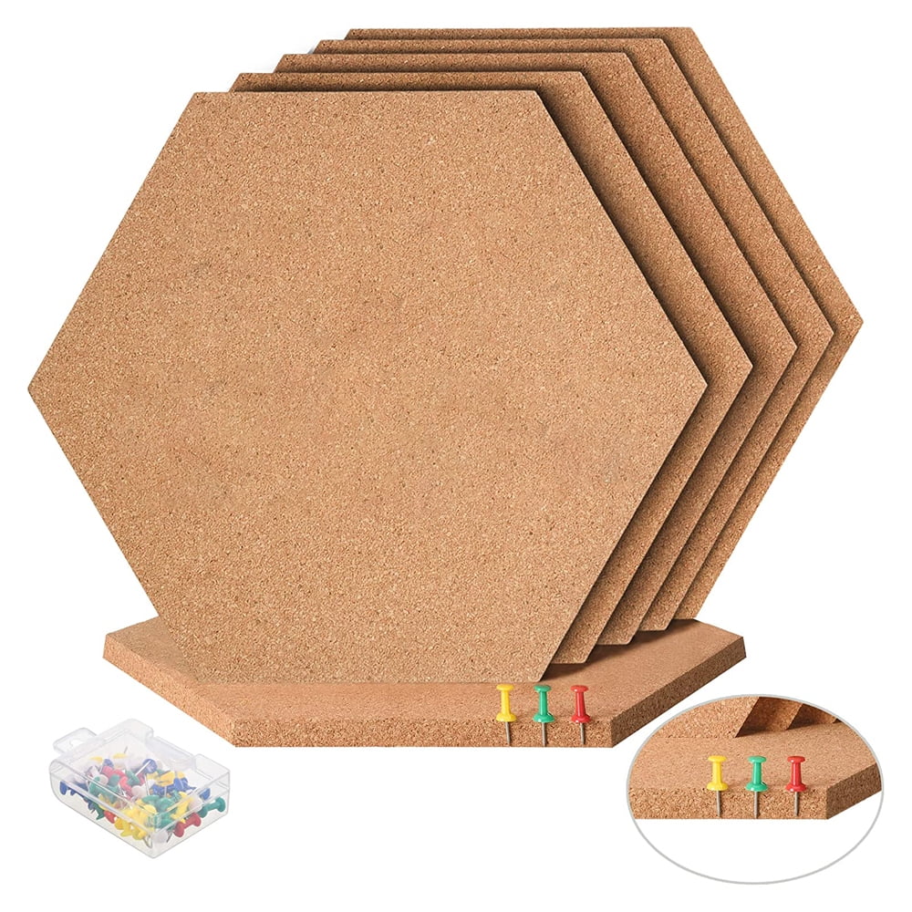 VING 12 Pack Hexagon Cork Board 12" x 10.2" 1/2" Thick Wall Bulletin