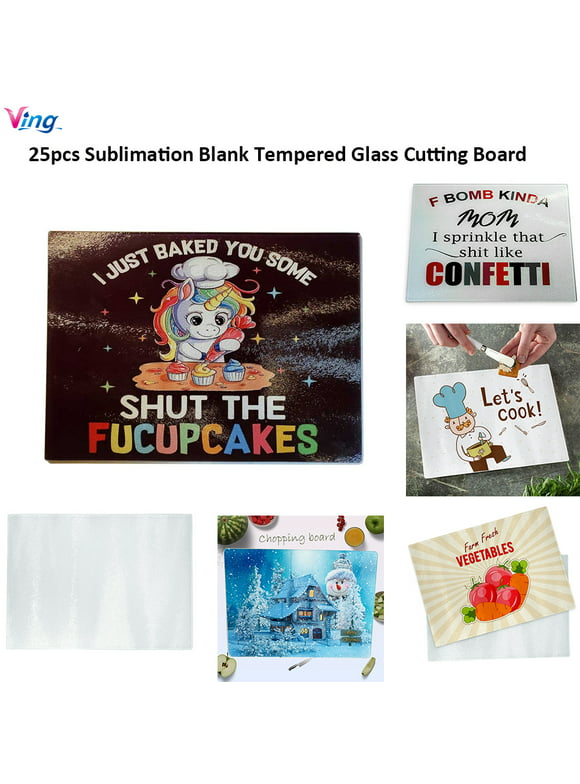 VING 25pcs of Set Tempered Glass Cutting Board Sublimation Blanks 11 x 7.9in with White Coating Rough
