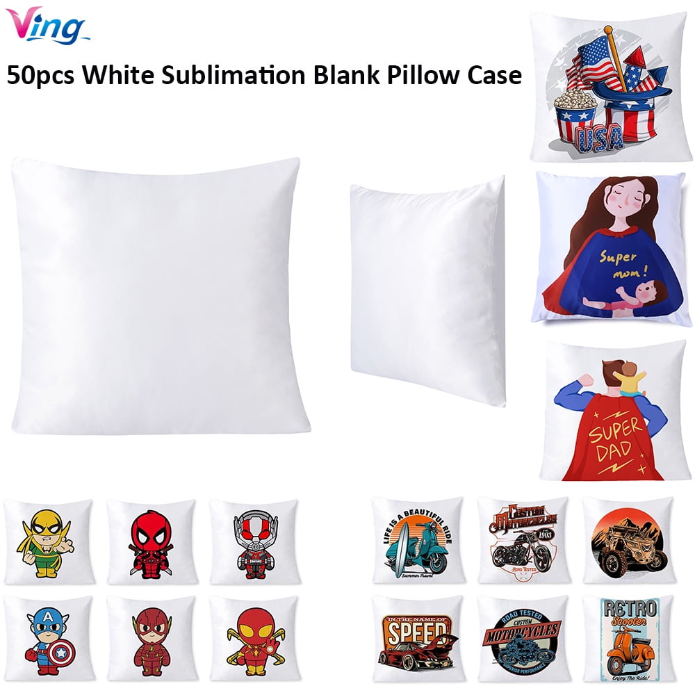 US 50PACK Blank Plain White Sublimation Pillow Case Fashion Cushion Pillow  Cover