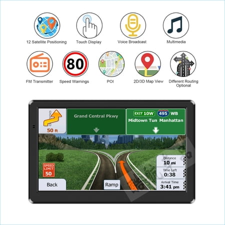VINGEM GPS Navigation for Truck RV Car, 7 inch Touchscreen, Truck GPS Commercial Drivers, Free Lifetime Map Updates, Speed Warning, Spoken Turn-by-Turn Directions (Black)