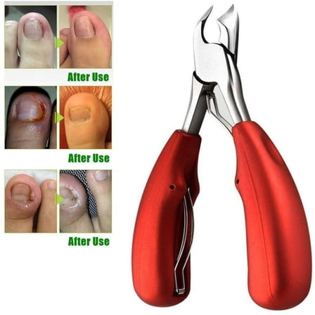 VINGEM Podiatrist Toenail Clippers, Professional Thick & Ingrown Toe Nail Clippers for Elderly & Seniors, Red