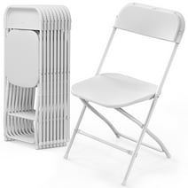 VINGLI 10 Pack White Plastic Folding Chair, Indoor Outdoor Stackable Seat