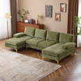 thumbnail image 1 of VINGLI 110" Sectional Couches for Living Room,U Shape Couch with Double Chaise, 4-Seat Sofa Set with Chenille Fabric for Home Furniture,Olive Green, 1 of 16