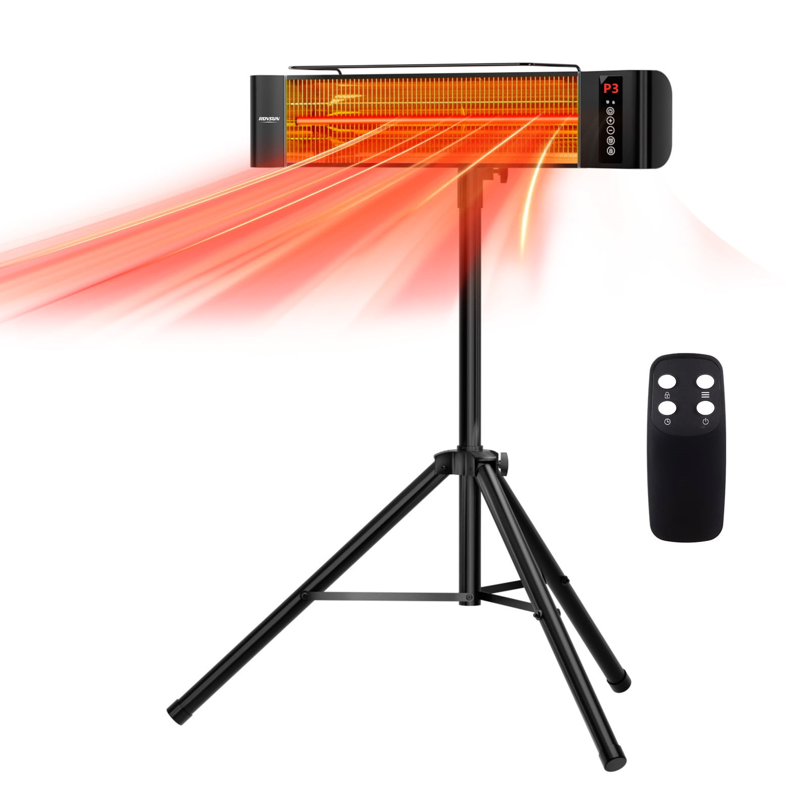 VINGLI 1500W Outdoor Electric Heater, Patio Freestanding/Wall-mounted Heater with Remote Control, 12H Timer, Adjustable Heights, 3 Modes, 3s Instant Heating for Indoor Outdoor Backyard Garage