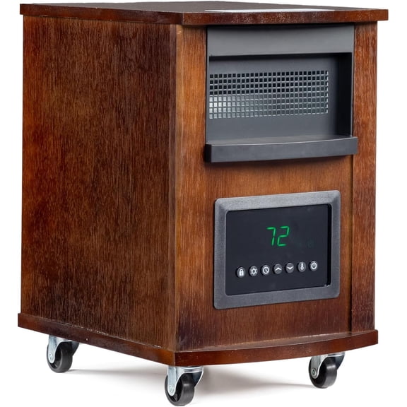 VINGLI 1500W Quartz Infrared Heaters w/ Portabel Handle & Wheels, Electric Space Heater w/12H Timer, 3 Modes, Tip-Over & Overheat Protection, for Indoor Use, Basement, Large Room