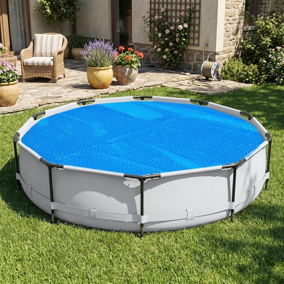 16 mil Solar Pool Cover for Inground and Above Ground Pools,Bubbble Covers (Blue, 15' Round)