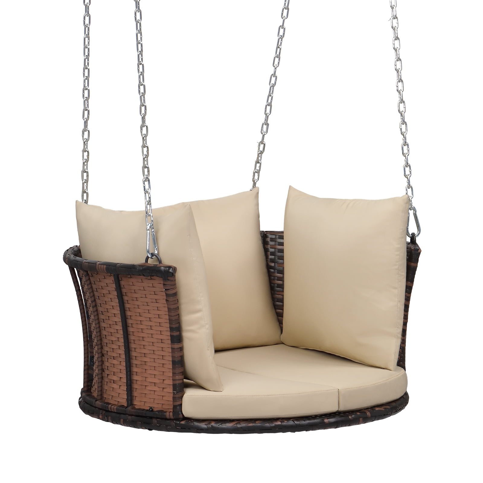 VINGLI 2.4ft Single Porch Swing, 1-Person All-Weather Rattan Seat, 440 ...