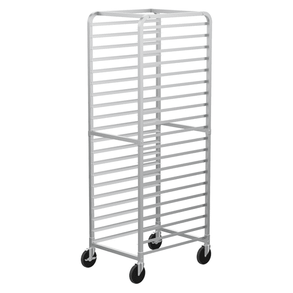 VINGLI 20-Tier Full/Half Sheet Pan Rack, Aluminum Bakery Rack, Speed Rack, Bakers Rack with Lockable Wheels for Home Commercial Kitchen, Restaurant, Cafeteria, Dessert Shop, 20"W x 26"D x 68.5"H