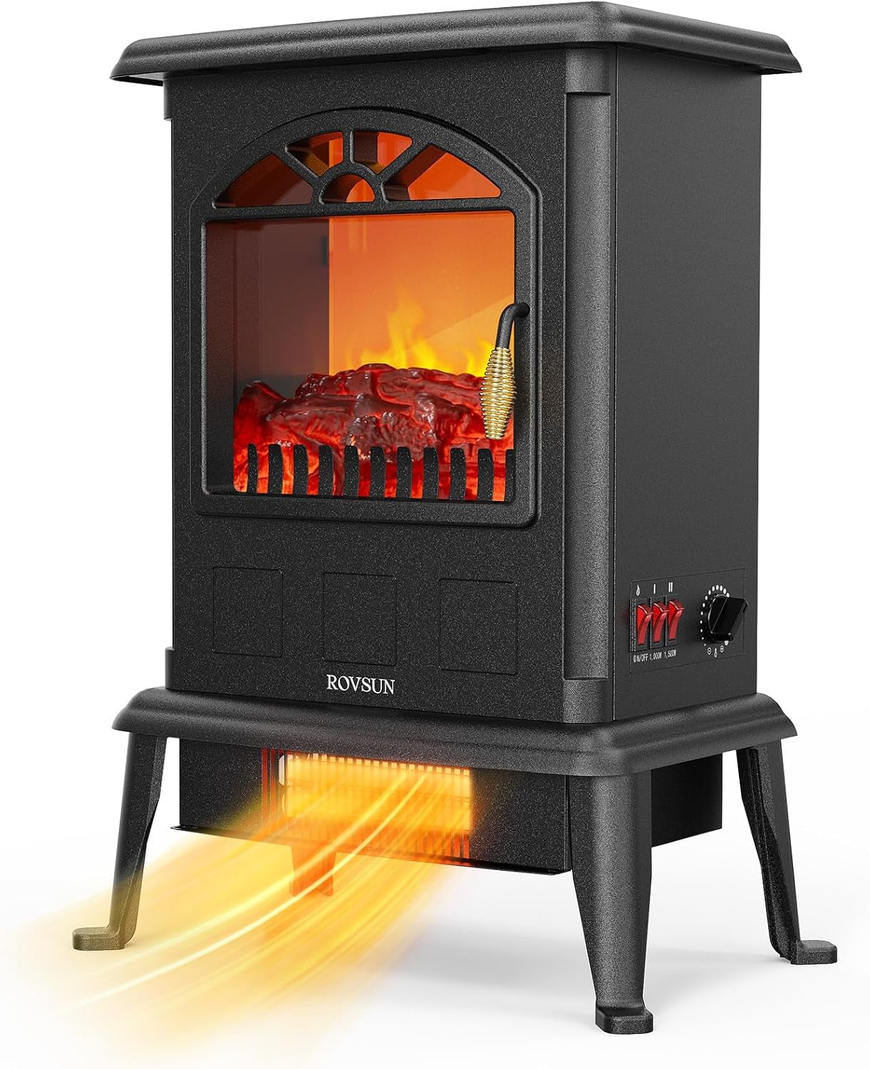 VINGLI Freestanding Electric Fireplace Stove – Realistic Flame, Remote, Safety