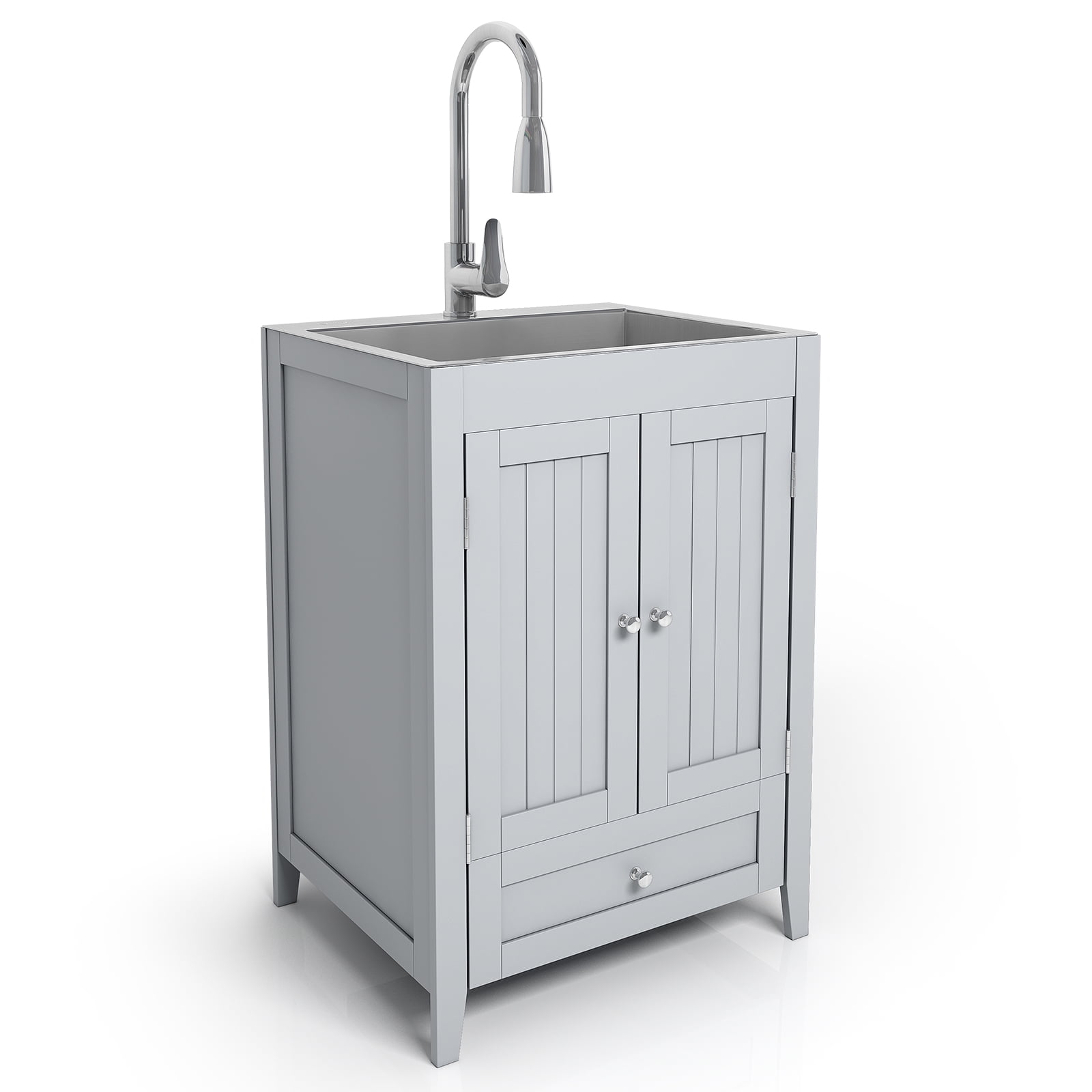VINGLI 24 Inch Laundry Sink with Cabinet Stainless Steel Utility