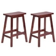 thumbnail image 1 of VINGLI 24 Inch Wood Saddle Barstool, Bar Stools Set of 2, Kitchen Counter Seat with Footrests, Counter Height Saddle Barstool for Living Room, Dining Room, Kitchen, Counter & Outdoor Events, Brown, 1 of 16