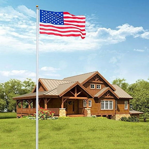 VINGLI 25 ft Sectional Aluminum Flagpole 3" x 5", Polyester USA American Flag