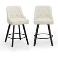 thumbnail image 1 of VINGLI 26" H Swivel Barstools Set of 2, Linen Fabric Upholstered Counter Stool with Back, Kitchen High Chairs Counter Height Bar Stools with Cushion, Solid Wood Legs, Beige, 1 of 7