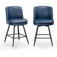 thumbnail image 1 of VINGLI 26" H Swivel Barstools Set of 2, PU Faux Leather Upholstered Counter Height Bar Stool with Back, Kitchen High Chairs with Cushion Round Seat, Metal Legs, White, 1 of 14