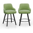 thumbnail image 1 of VINGLI 26" H Swivel Barstools Set of 2, PU Leather Upholstered Counter Stool with Back, Kitchen High Chairs Counter Height Bar stools with Cushion, Solid Wood Legs, Black, 1 of 14