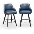 thumbnail image 1 of VINGLI 26" H Swivel Barstools Set of 2, PU Leather Upholstered Counter Stool with Back, Kitchen High Chairs Counter Height Bar stools with Cushion, Solid Wood Legs, Black, 1 of 14