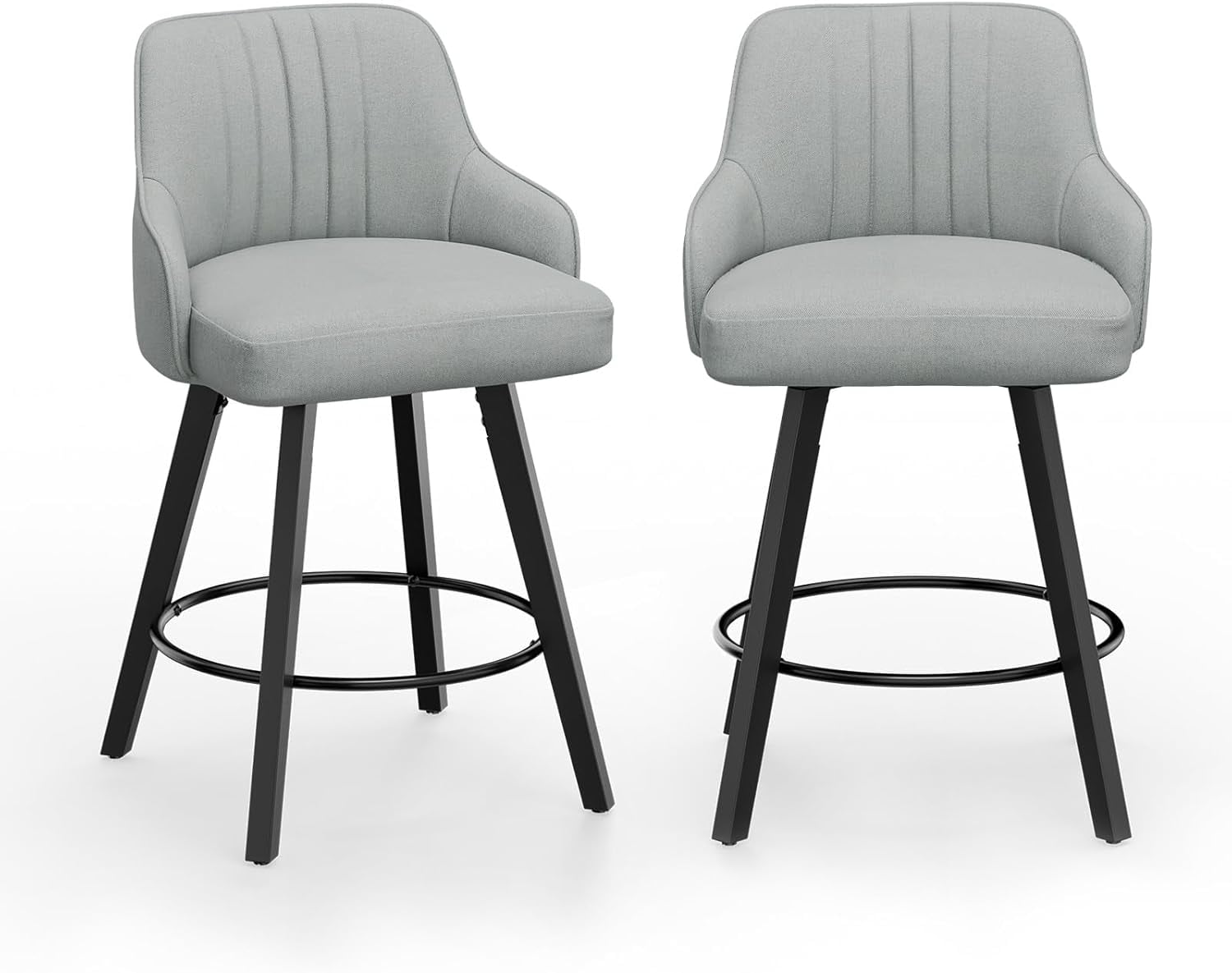 VINGLI 26" H Swivel Barstools Set of 2, PU Leather Upholstered Counter ...
