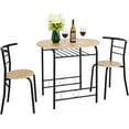 thumbnail image 1 of VINGLI 3 Piece Dining Set,Small Kitchen Table Set for 2,Breakfast Table Set for 2,Kitchen Wooden Table and 2 Chairs for Small Space/Dining Room/Apartment,Metal Frame,Wine Rack,Black&Natural, 1 of 7