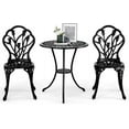 thumbnail image 1 of VINGLI 3 Pieces Patio Bistro Set, Rust-Resistant Cast Aluminum Outdoor Bistro Table and Chairs Set of 2, with Tulip Design and Umbrella Hole for Backyard, Garden, Balcony, 1 of 16