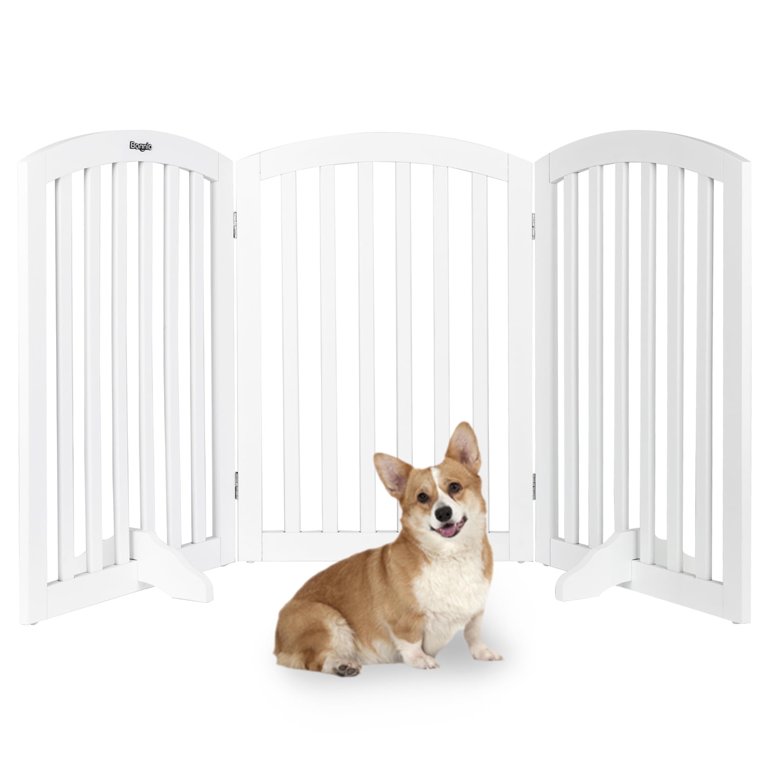 VINGLI 30 Tall White Freestanding Dog Gates for Doorways Wooden