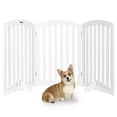 thumbnail image 1 of VINGLI 30'' Tall White Freestanding Dog Gates for Doorways, Wooden 3 Panel Pet Gate Christmas Tree Fence with 3 Pcs Foot Supporters, Up to 61'' Wide, 1 of 6