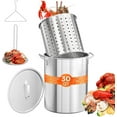thumbnail image 1 of VINGLI 30QT Turkey Fryer Pot & Seafood Boil Pot with Strainer Basket, Lid, Hook & Steamer, Aluminum Stock Pot for Turkey Frying & Crab, Lobster, Shrimp Boiling for Outdoor Cooking & Gatherings, 1 of 7