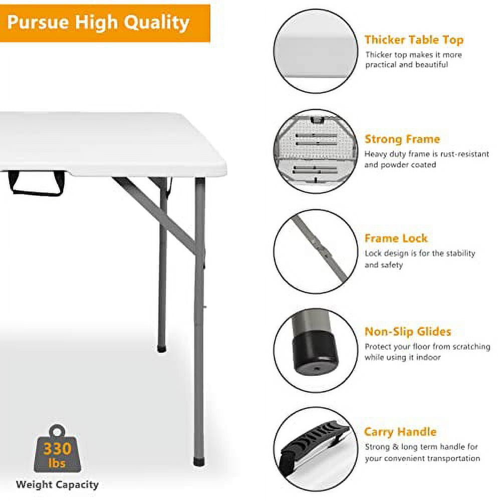 VINGLI 34" Fold in Half Square Table, BiFolding Commercial Table