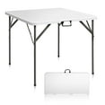 thumbnail image 1 of VINGLI 34" Fold in Half Square Table, Bi-Folding Commercial Table, Portable Plastic Dining Card Table for Kitchen or Outdoor Party Wedding Event, White Granite, 1 of 7
