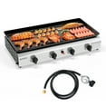 thumbnail image 1 of VINGLI 4 Burner Portable Propane Griddle with Electronic Ignition, 40000 BTU Tabletop Flat Top Gas Grill with Nonstick Enameled Tray & Regulator for Outdoor Cooking Camping BBQ Tailgating Picnicking, 1 of 10