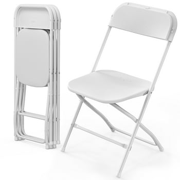 VINGLI 4 Pack White Plastic Folding Chair, Indoor Outdoor Stackable Seat