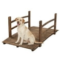 thumbnail image 1 of VINGLI 4 ft Garden Bridge Wooden Arch Footbridge-Carbonized Wood, 1 of 9