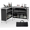 thumbnail interactive-video image 1 of Portable 3-Tier Bar Table - Mobile Serving Cart For Parties & Events With Black Skirt 1 of 6