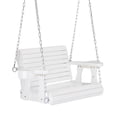 thumbnail image 1 of VINGLI 440 lbs Single Person Patio Porch Swing with Cup Holder & Adjustable Chains for Outdoors (Standard Pro, White), 1 of 7
