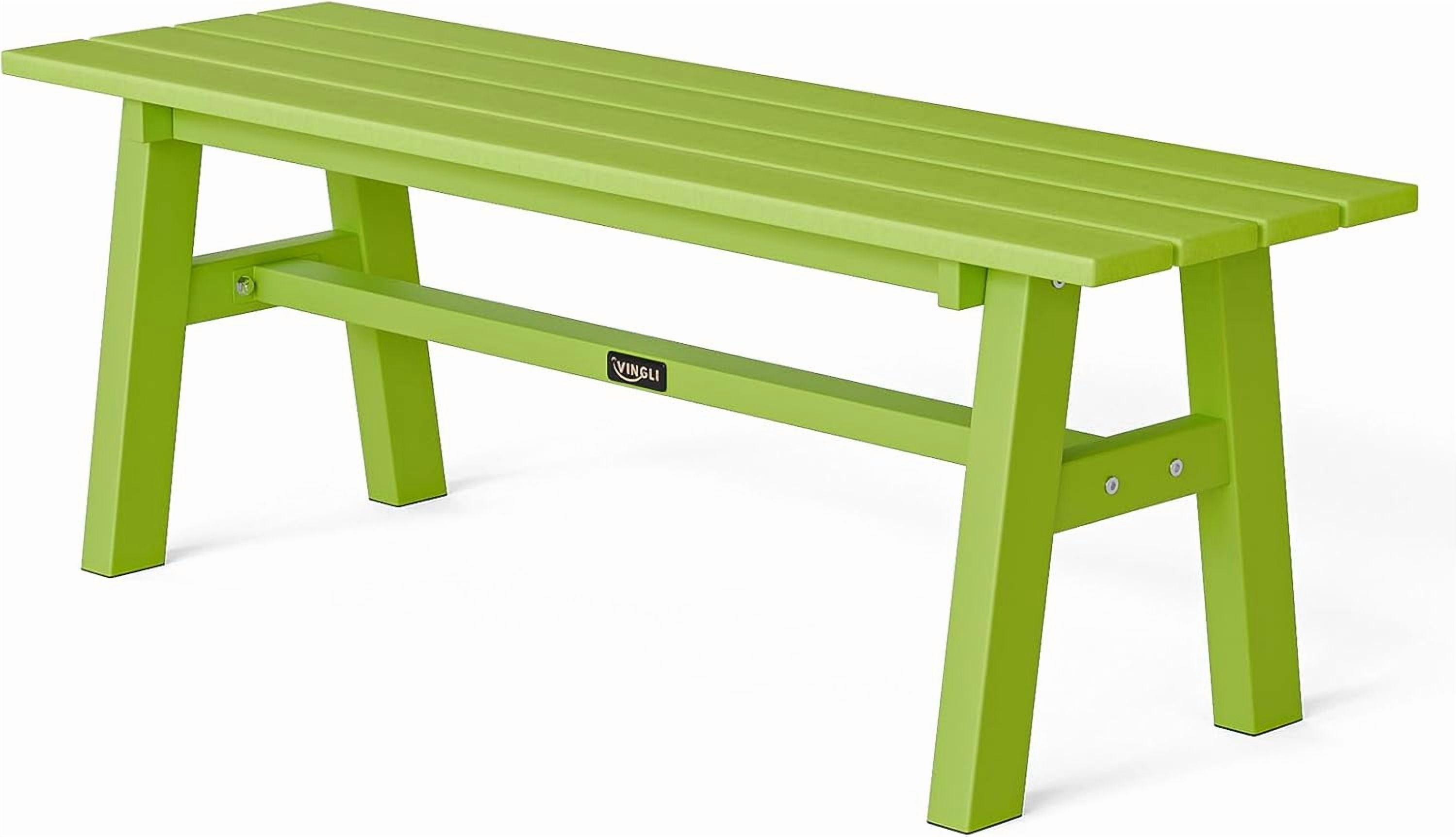 VINGLI 47” Outdoor Bench Garden Bench HDPE Porch Bench w/Metal Legs ...