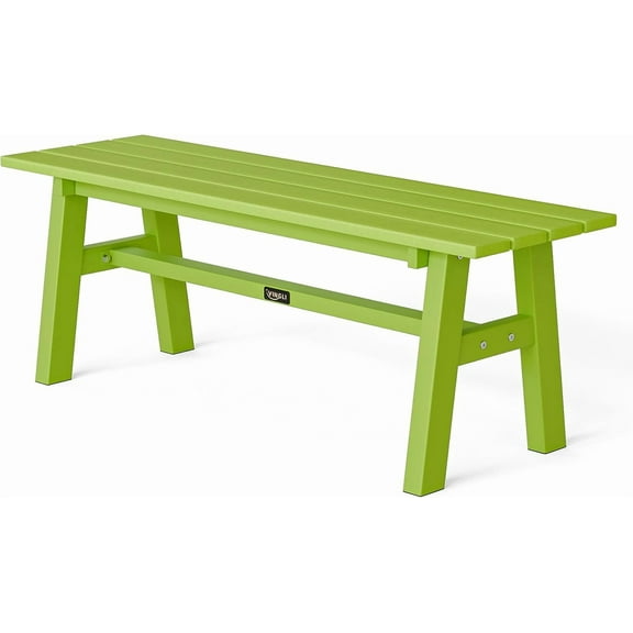 VINGLI 47” Outdoor Bench Garden Bench HDPE Porch Bench w/Metal Legs, Poly Lumber Patio Benches, 660 LBS Capacity Outdoor Backless Benches(Black)