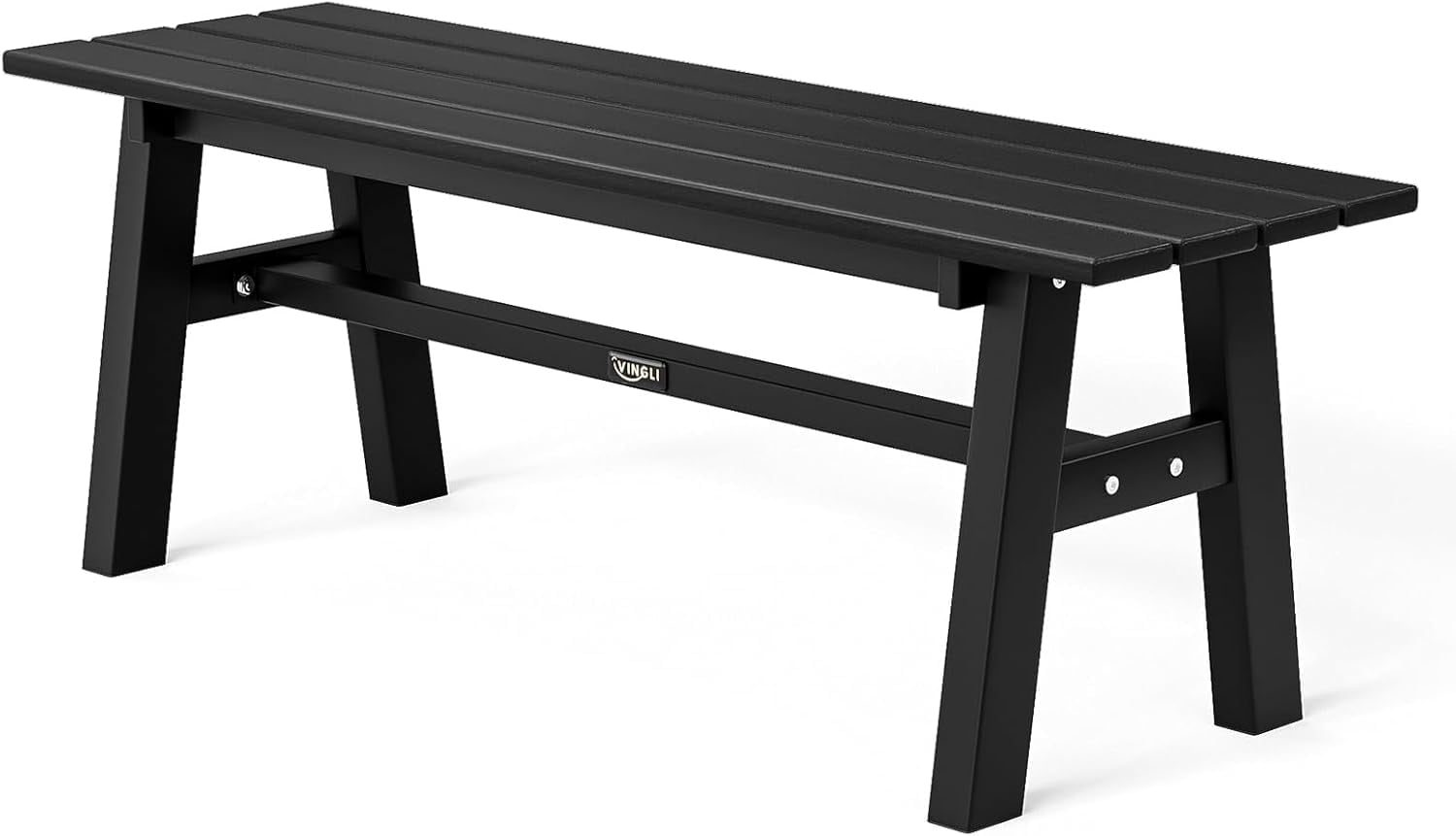 VINGLI 47” Outdoor Bench Garden Bench HDPE Porch Bench w/Metal Legs ...