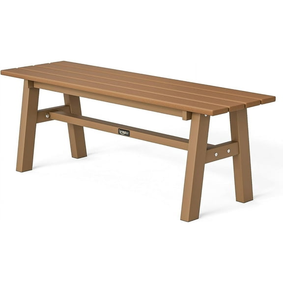 VINGLI 47” Outdoor Bench Garden Bench HDPE Porch Bench w/Metal Legs, Poly Lumber Patio Benches, 660 LBS Capacity Outdoor Backless Benches(Black)