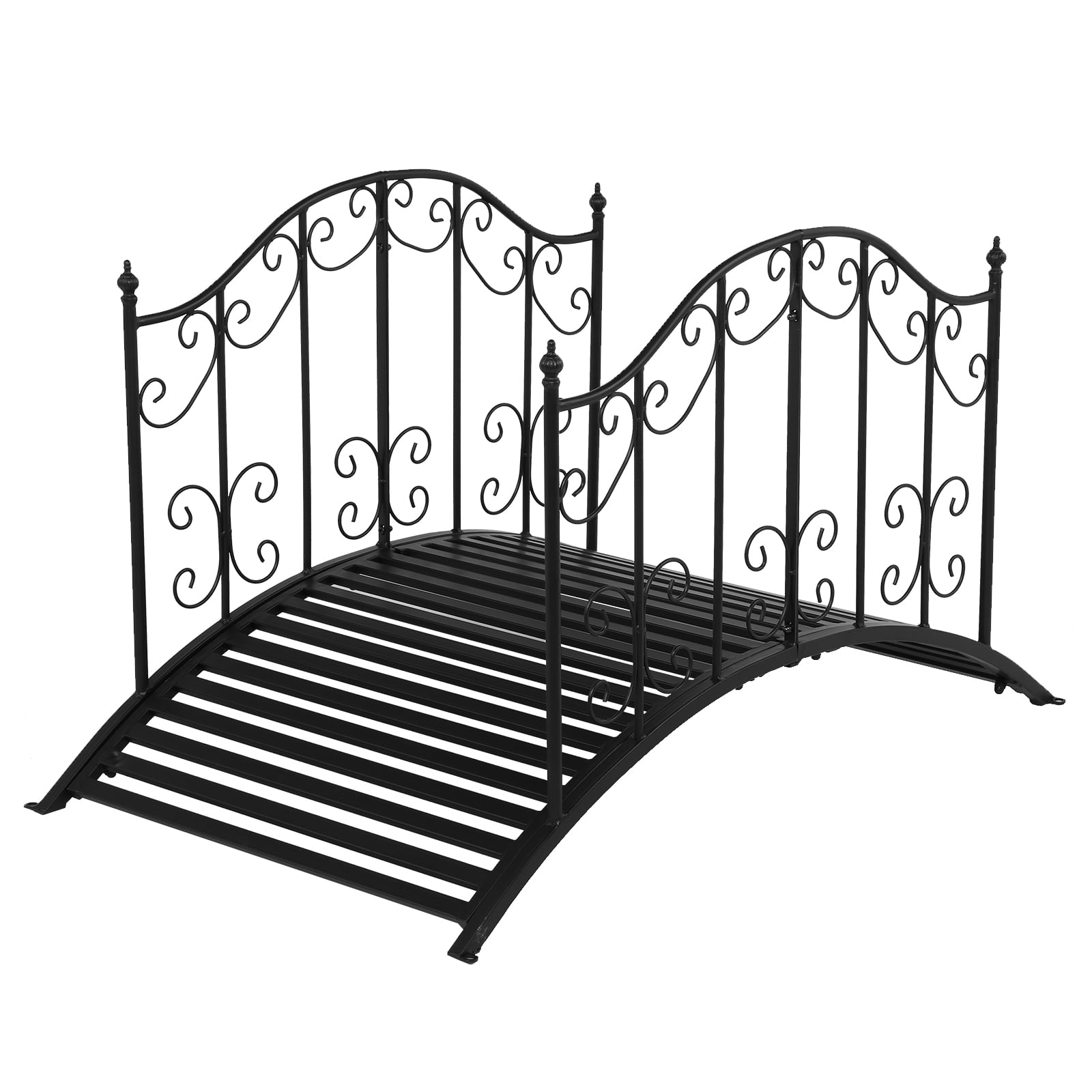 VINGLI 4FT Outdoor Iron Garden Bridge for Yard, Pond and Landscape Decor with Guardrails