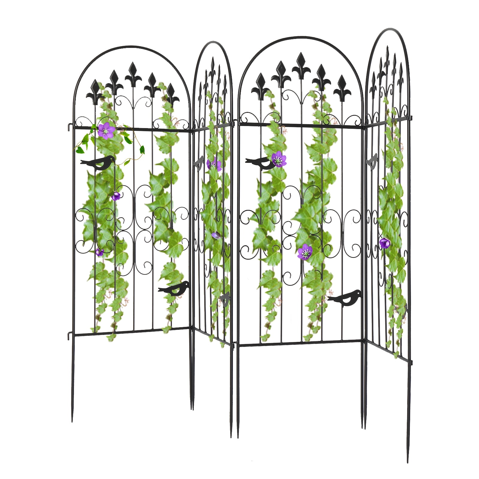 VINGLI 4PCS Garden Trellis for Climbing Plants,  Plant Trellis Metal Decorate Iron Garden Fence, 43.3”H x 15”W