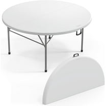 VINGLI 5 FT Round Bi-Folding Commercial Table, 60 inch Portable Plastic Dining Card Table for Kitchen Party Wedding Event, 1-Pack