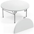 thumbnail image 1 of VINGLI 5 FT Round Bi-Folding Commercial Table, 60 inch Portable Plastic Dining Card Table for Kitchen Party Wedding Event, 4-Pack, 1 of 8