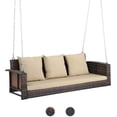 thumbnail image 1 of VINGLI 5 ft Rattan Outdoor Porch Swing, Heavy Duty 800 lbs Wicker Hanging Swing with Cushions for Porch, Yard, Balcony, Tree, Brown, 1 of 8