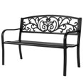 thumbnail image 1 of VINGLI 50"  Garden Bench Outdoor Metal Benches, Cast Iron Steel Frame Chair Front Porch Path Yard Deck Furniture for 2-3 Person Seat，Black, 1 of 8