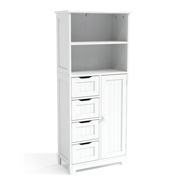 VINGLI 51" Tall Bathroom White Towel Organizer and Storage