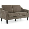 thumbnail image 1 of VINGLI Mid Century Modern Chenille Scooped Armrest 2-Seater Loveseat, Light Brown, 1 of 18