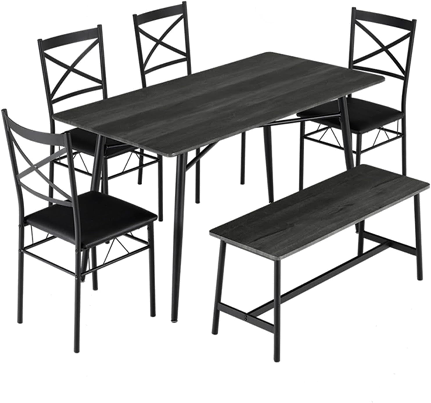 VINGLI 55" Modern Dining Table Set for 6,6 Pieces Kitchen Table with